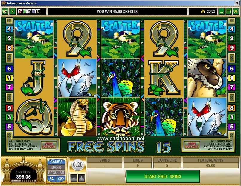15 Freispiele am Adventure Palace im Online Casino