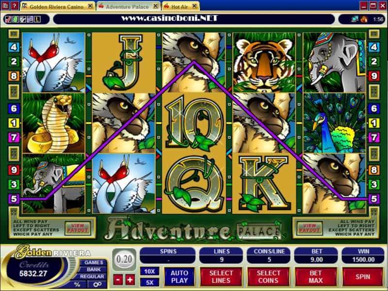  Online Casino Slot - Adventure Palace - - > volle gewinnlinie mit Wild Symbol 