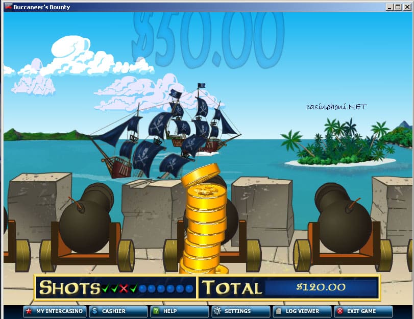 10 Schu� im Bonus Feature beim Kasino Spiel 'Buccamneers Bounty'