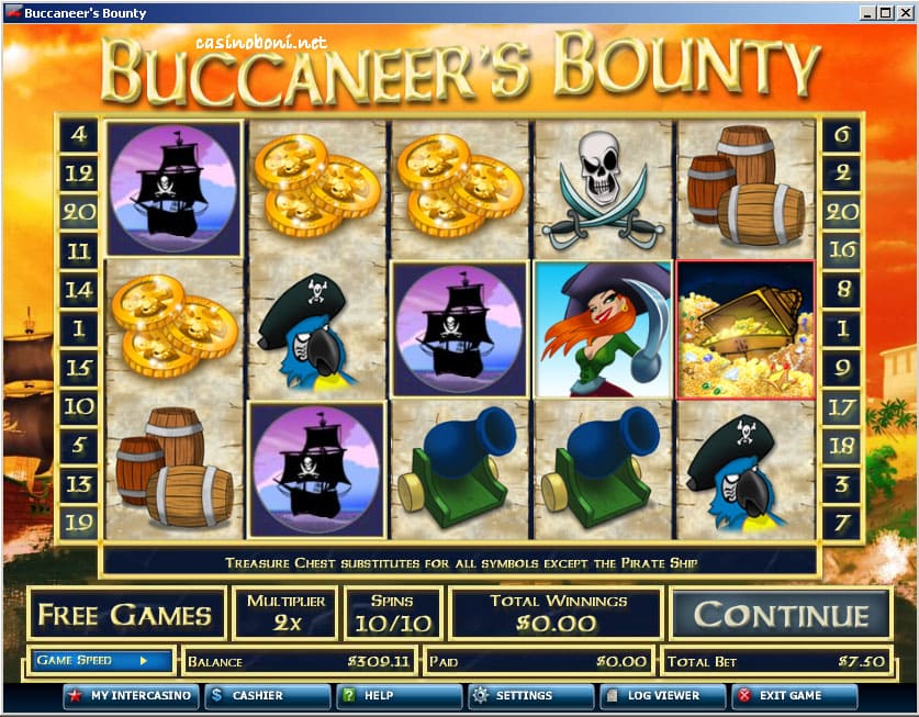 Online Slot 'Buccaneers Bounty' - 3 Piratenschiffe f�r 10 Free Spins