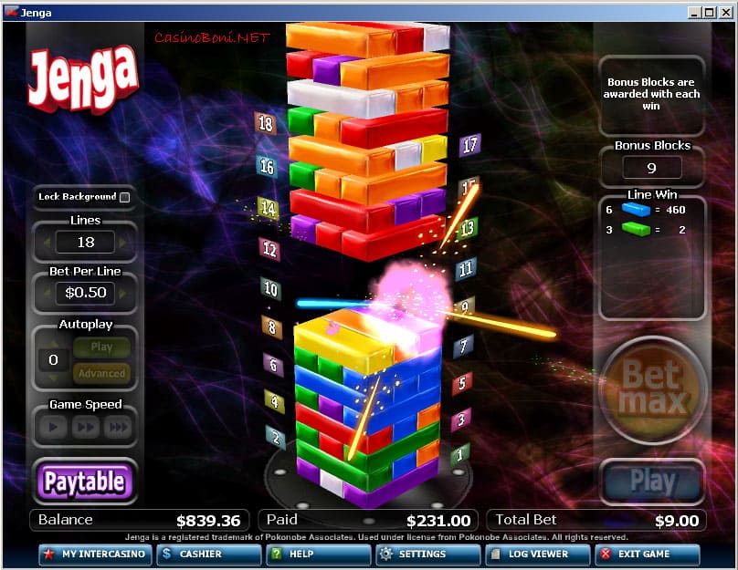  Casino Jenga - Explosion durch Bonus Spielstein ausgelöst 