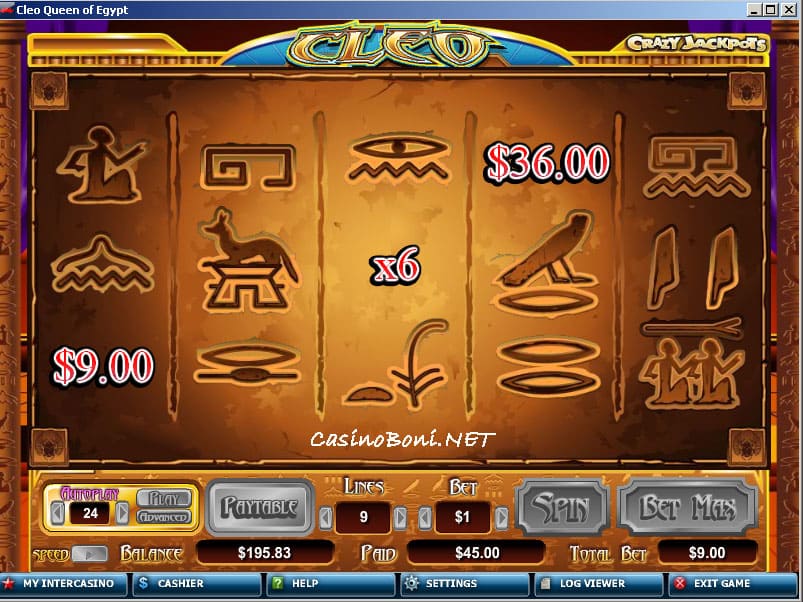  im Internet Casino bei Cleo Queen Of Egypt im Bonus Feature Geldgewinne erspielen 