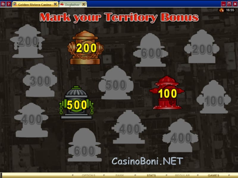  8 facher Gewinn im 'Revier markieren' Bonus Game des Internet Casino Slot - Dogfather 
