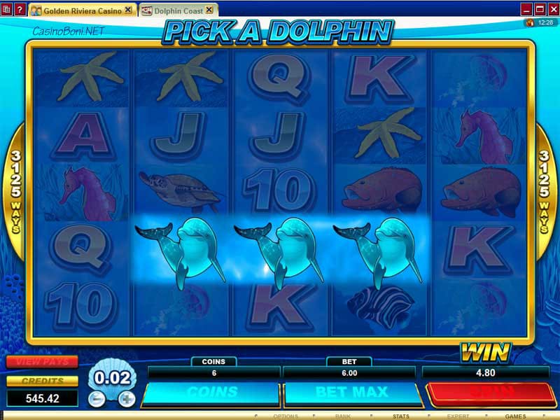  w�hle im Delphin Coast Bonusgame einen Delphin aus und erhalte einen bis zu 4fachen Multiplikator f�r die aktuellen Gewinnlinien  