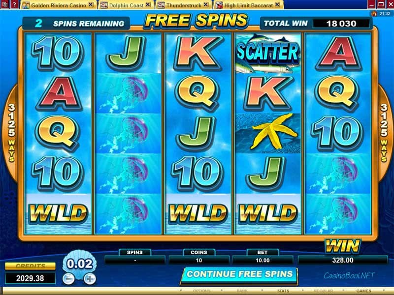  über 25.000 Münzen Gewinn im Free Spin Special des Casino Online Videoslots 'Dolphin Coast' 