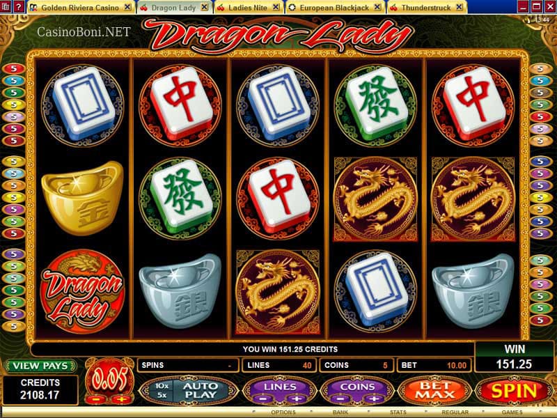  ab drei Scatter startet das Dragon Bonus Game, bei dem ein Bonusgewinn bis 100 fach des Spieleinsatzes m�glich ist 