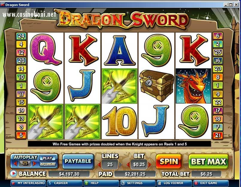 Dragon Sword - 3 Scatter gewinnen ein Bonusspiel