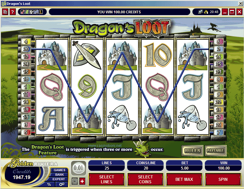 Dragons Loot Online Casino Slot mit 5 Walzen Treffer