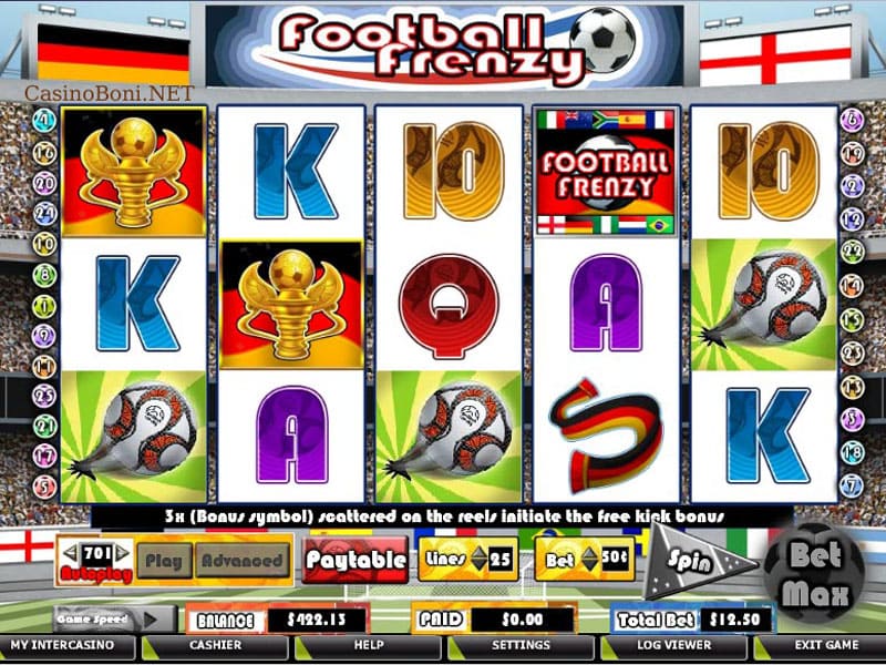  Football Frenzy - ab 3 Fu�ball Symbole (Scatter) wird das Freispiel Bonus Feature gestartet 