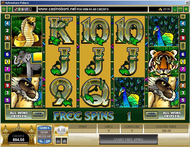 Free Spin Mode am Adventure Palace Slot im Online Casino