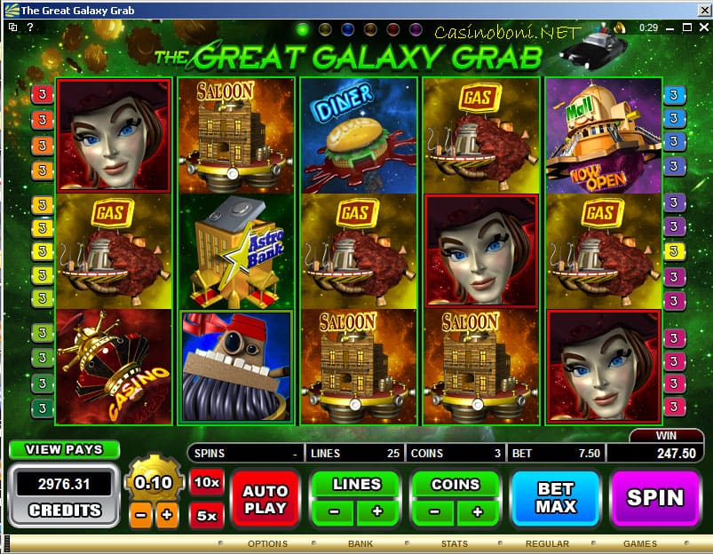 Online Casino VideoSlot - The Great Galaxy Grab - Bonusrunde gewonnen