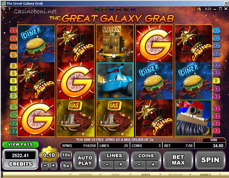 Casino Slot - The Great Galaxy Grab - Freispiele gewonnen