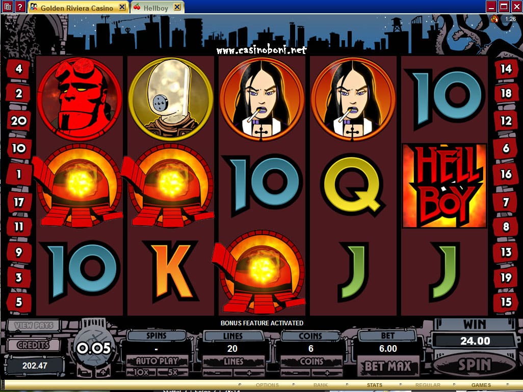  im Casino Online Slot - Hellboy mit 3 Scattern das Underworld Bonus Game starten 