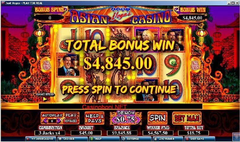  Das Asian Casino Bonus-Freispiel Feature brachte bei 18.75$ Spieleinsatz den satten Gewinn von über 4.800$ ein! 
