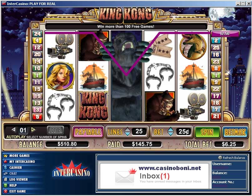 King Kong - Bonusfeature und Freispiel Slotmachine im Online Casino