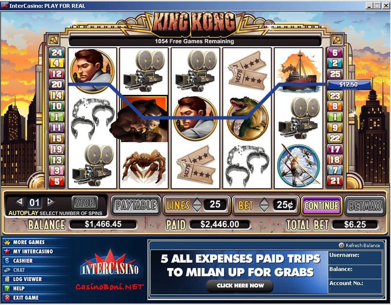  Online Casino Slotmachine King Kong - über 1000 Freispiele auf dem Counter 