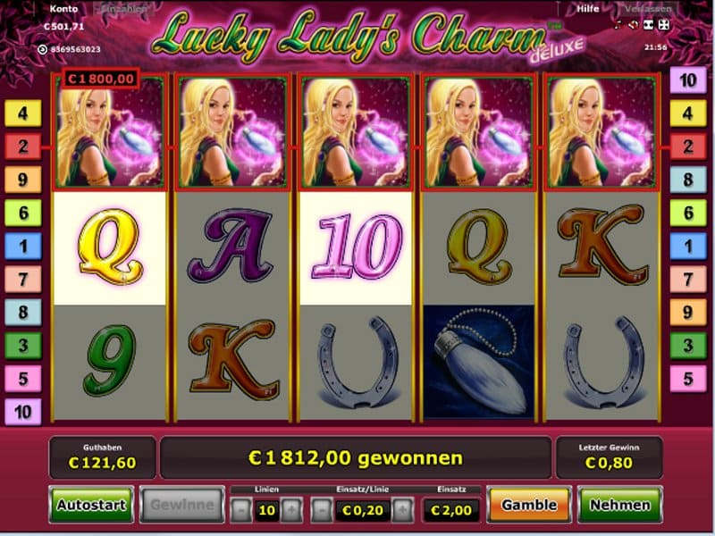 Top Online Casino Gewinn von 1800 EUR am Novoline Slot Lucky Ladys Charm mit fuenf Wilds