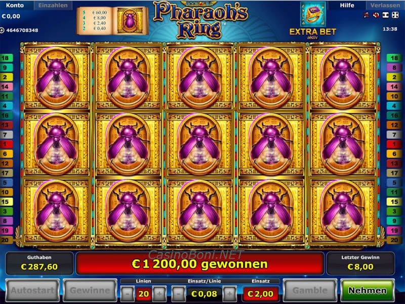 toller Casinogewinn durch dieses Vollbild im Pharaos Ring Casino Online Slot bei unserem Casinotest 