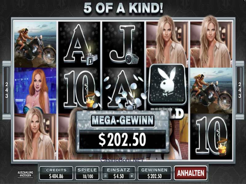 Volle Gewinnkombination und Wildsymbol sorgen für erfreulichen Casino Gewinn beim Playboy Kasino Internetslot 