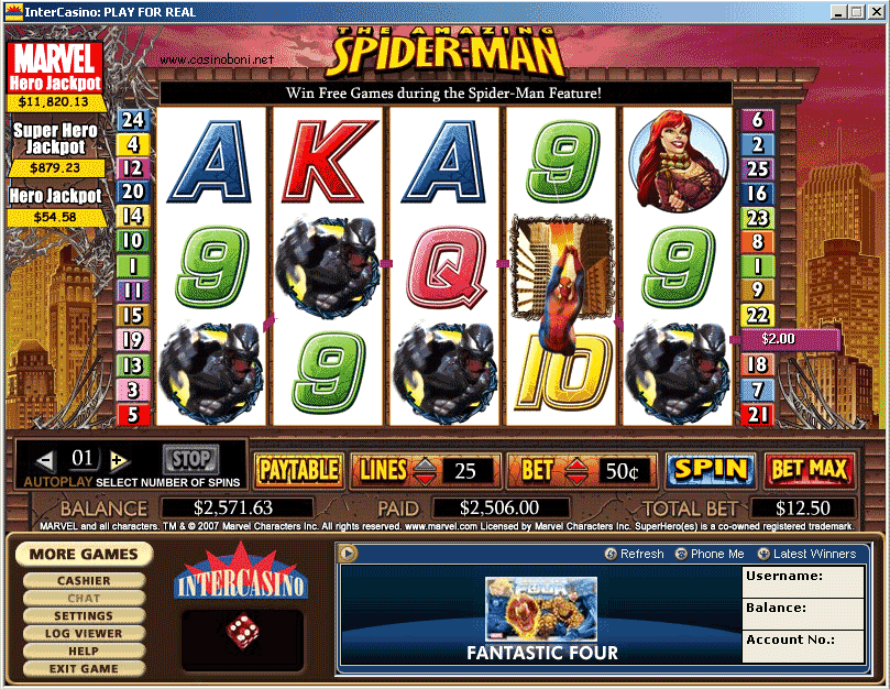 Im Casino Online spielen - Spiderman Gewinn
