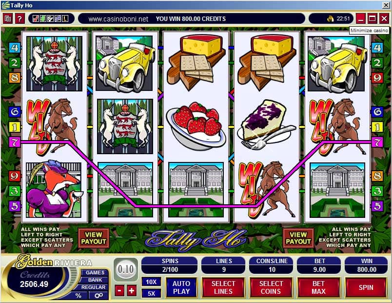 Tally HO Online Casino Slot - volle Gewinnlinie