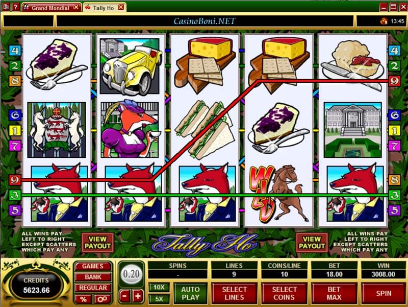  volle Gewinnlinie am Tally HO Online Casino Slot mit $3000 Gewinn 