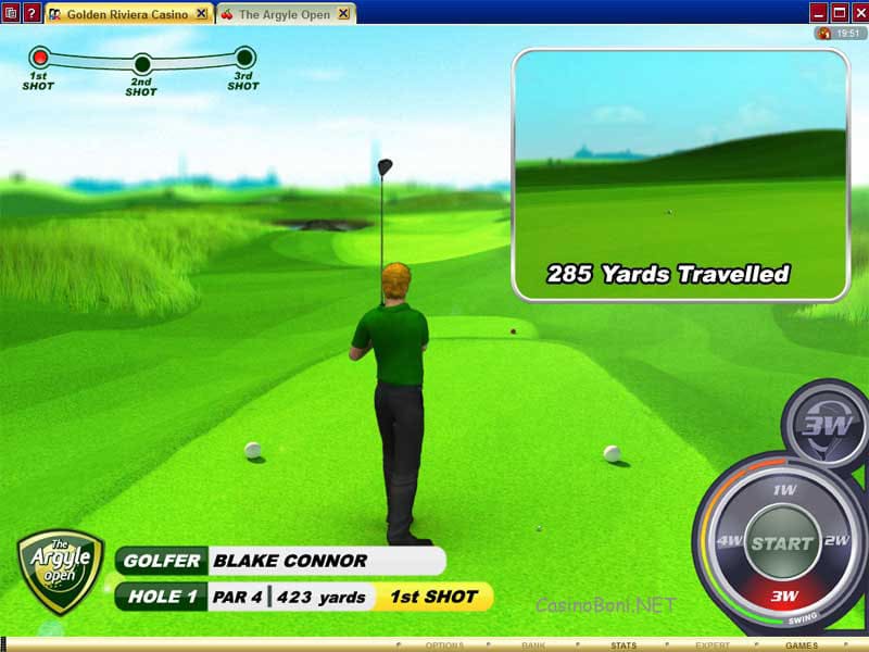  spielen Sie einen Golfparcour im Turnament Bonusgame des 'The Argyle Open' Slots um tolle Geldgewinne und Freispiele zu erhalten 