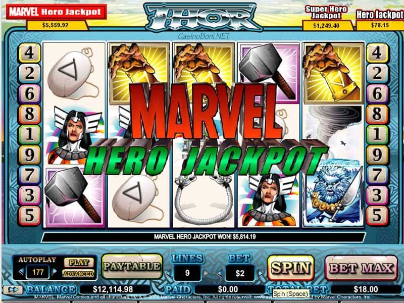  top Casino Gewinn von $5.559,92 nach dem Erhalt des Marvel Hero Jackpots beim Casinospielautomaten Thor 