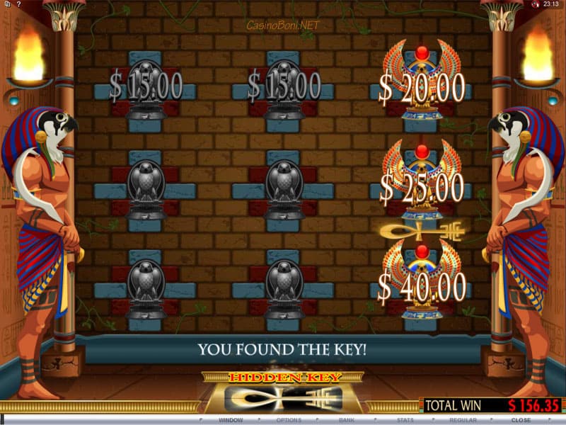  Bonusgewinne und Schlüssel zur dritten Kammer im Skarabäus Bonus Game des Onlinecasino Slotautomaten - Throne Of Egypt 