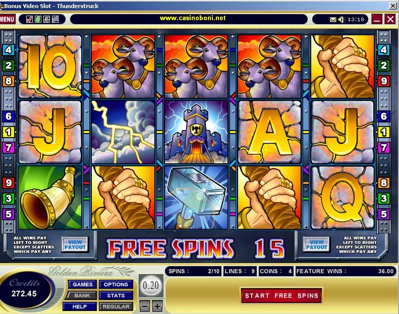 ThunderStruck 9Line Scatter & Free Spin Feature Casino Slot